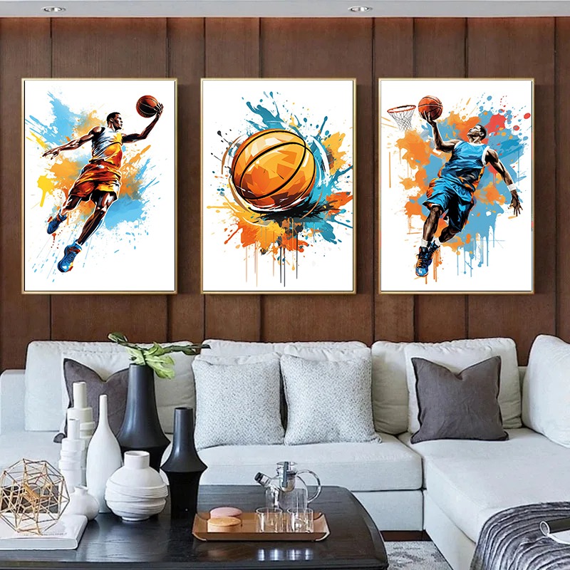 ภาพวาดกราฟฟิตีสีน้ำรูปบาสเก็ตบ - Badminton Zone บทวิจารณ์และราคา