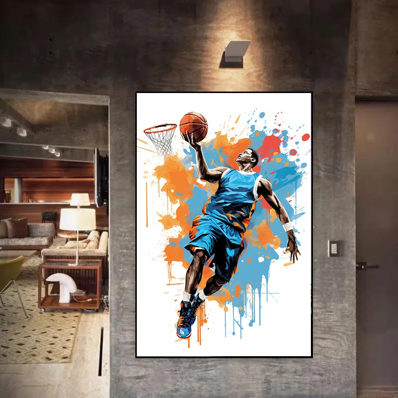 ภาพวาดกราฟฟิตีสีน้ำรูปบาสเก็ตบ - Badminton Zone บทวิจารณ์และราคา